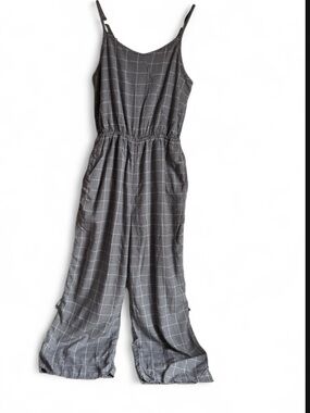 abercrombie kids Gray Plaid Spaghetti-Strap Wide-Leg Jumpsuit